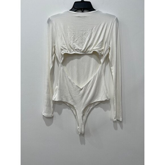 NWTD NAKED WARDROBE Size L Long Sleeve Bodysuit White - Picture 5 of 12